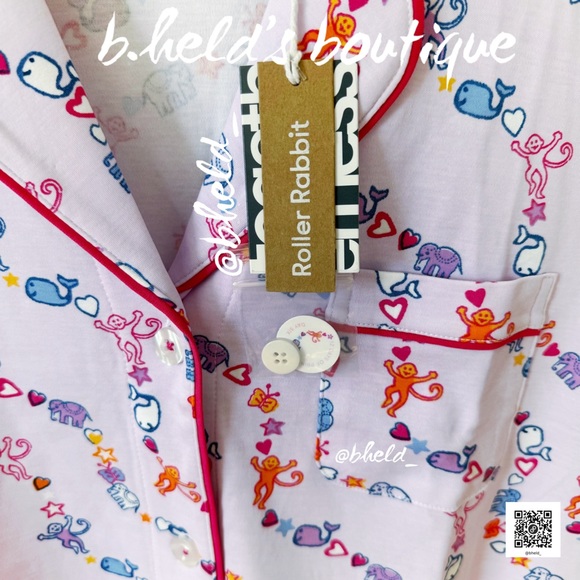 Roller Rabbit Icon Wave Polo Pajamas in Lavender Size Medium Dreamland Day 6 NWT - Picture 5 of 16